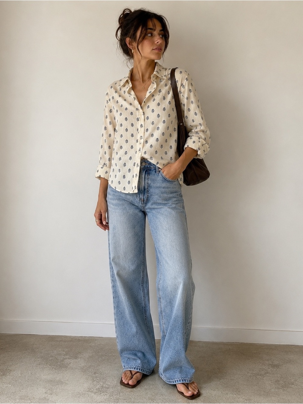 Vintage 80s 90s Esprit Sport Rose Floral Cotton Button Down Shirt M
